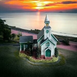 NIB Vintage Liberty Falls House Figurine PIONEER’S CHURCH Collectible Miniature